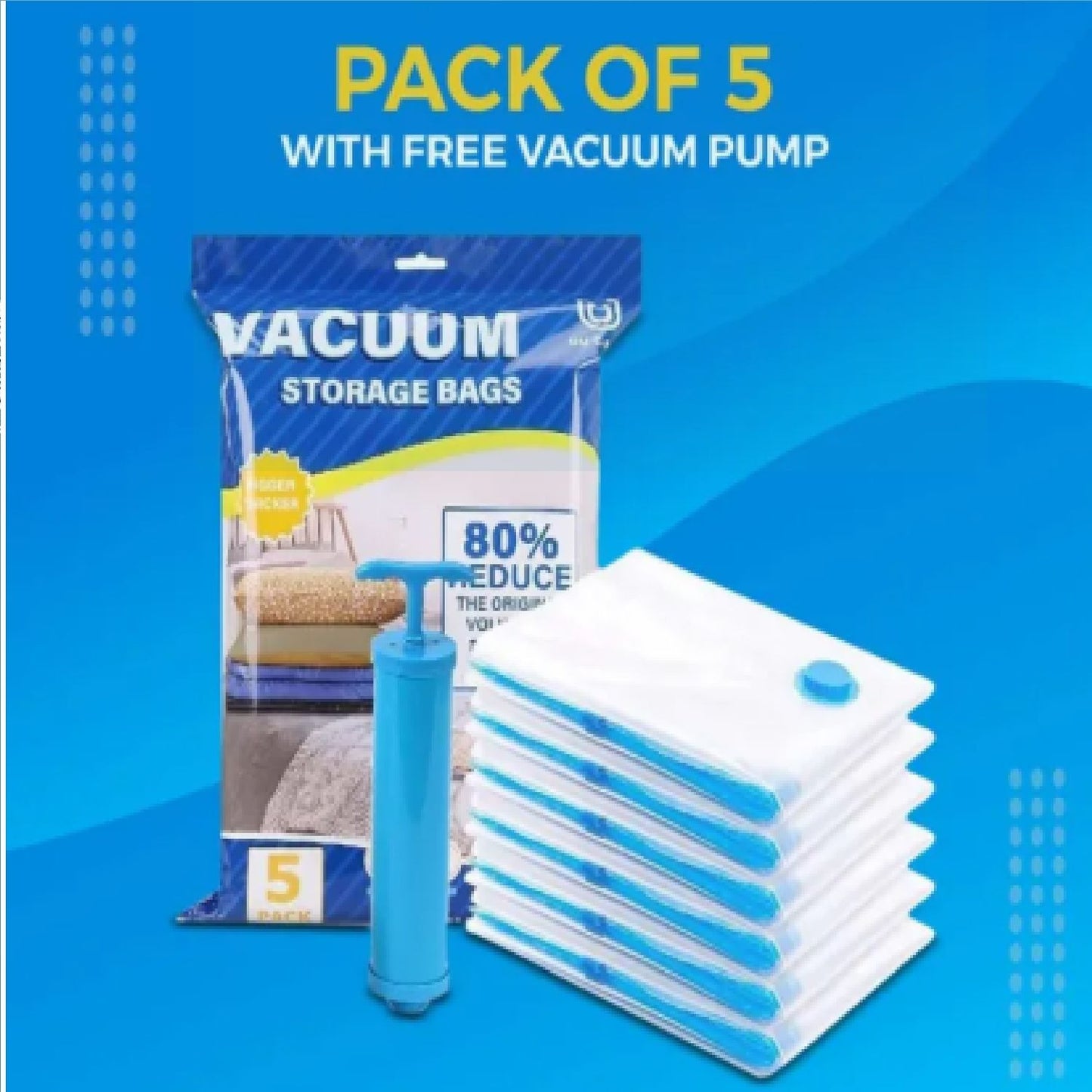 5 Bag And 1 Suction Pump for Travel Space Saver