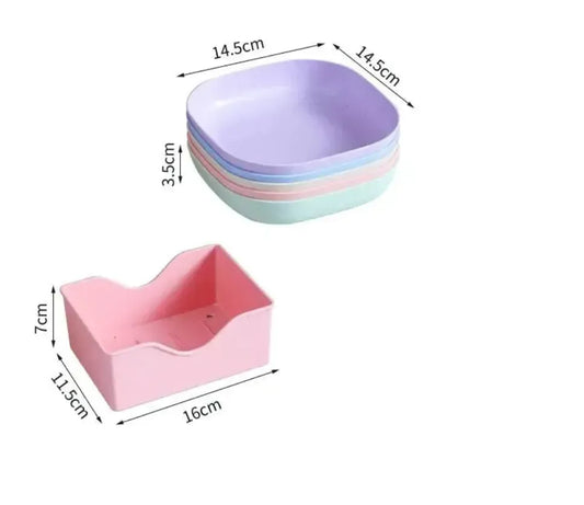 Set of 10 Pcs Colorful Snacks Breakfast Plate with Stand