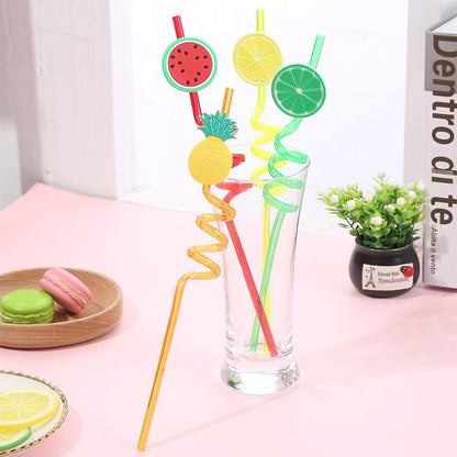 4PCs Plastic Spiral Drinking Straws