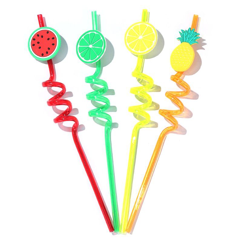 4PCs Plastic Spiral Drinking Straws