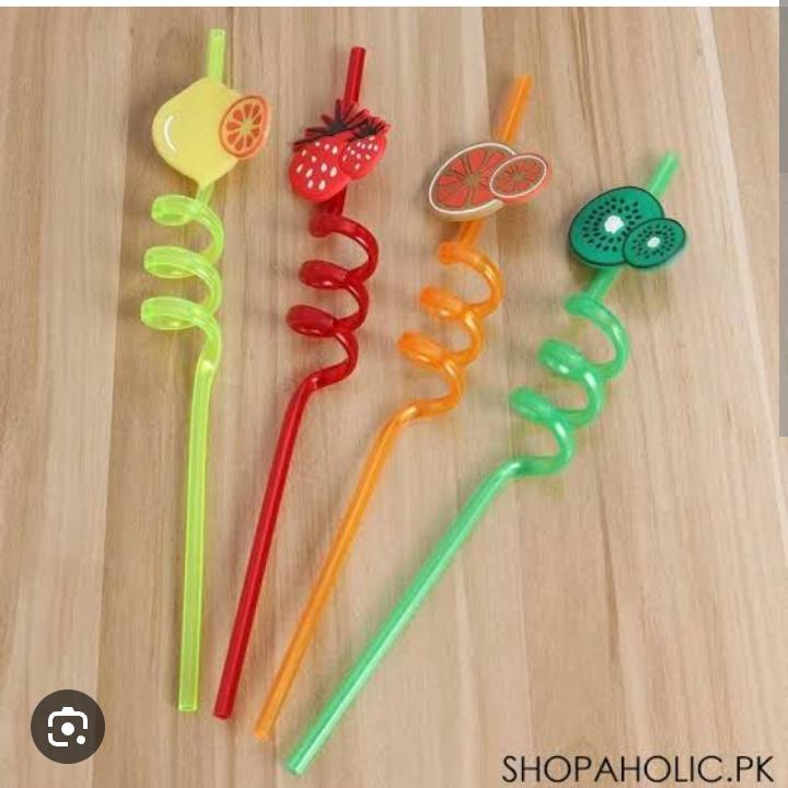 4PCs Plastic Spiral Drinking Straws