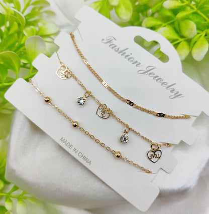 Imported Triple-Layered Adjustable Bracelet Set