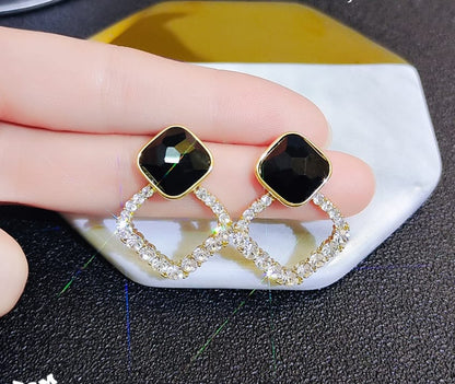 Zircon Korean Black Shiny Earing
