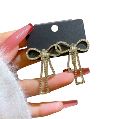 Bow Shape Zircon Korean Earrings