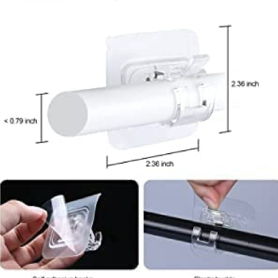 2 Transparent PVC Adhesive Curtain Rod Hook