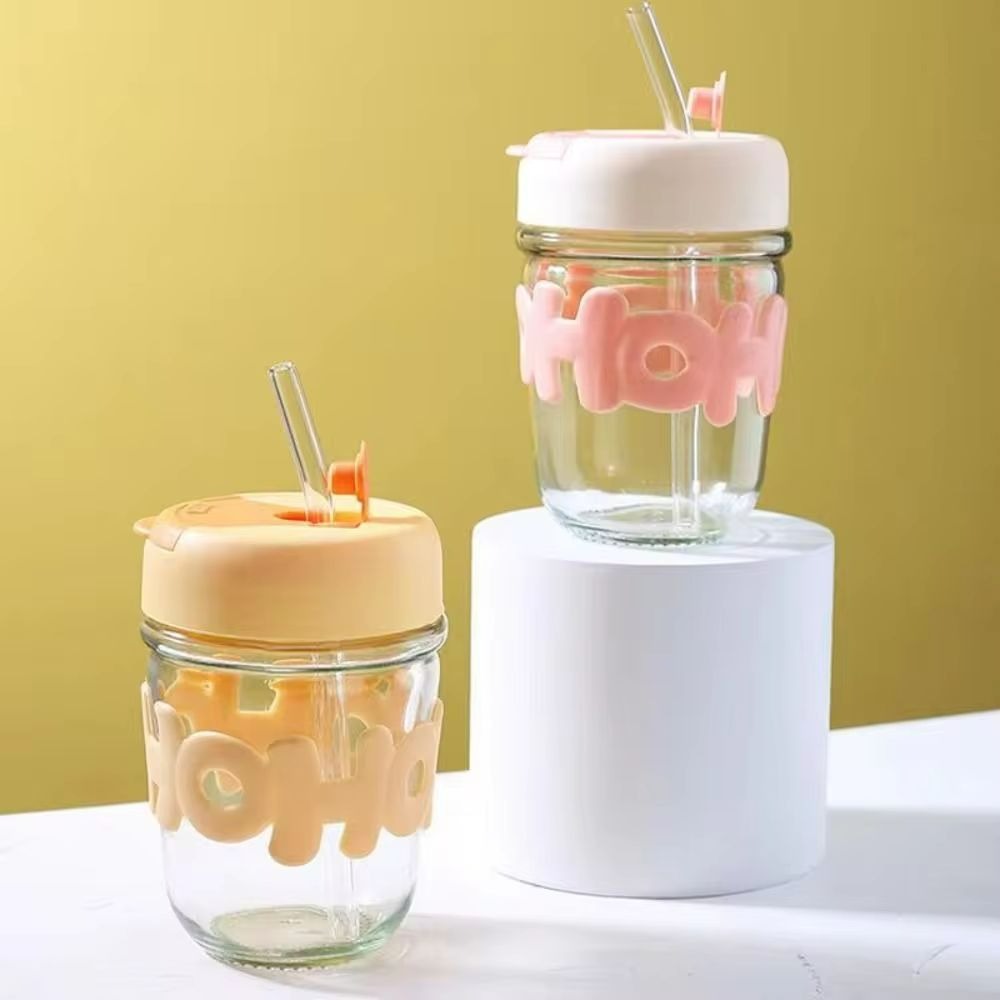 Cute glass Straw Drinking  Cup