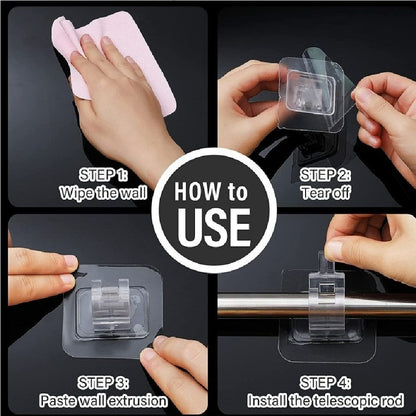 2 Transparent PVC Adhesive Curtain Rod Hook