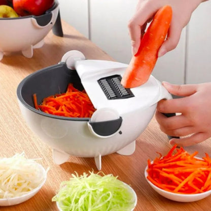 9 in 1-Basket Vegetable Cutter With Drain Magic Rotate Safety