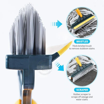 2 In 1 Cleaning Brush Long Handle Removable Wiper