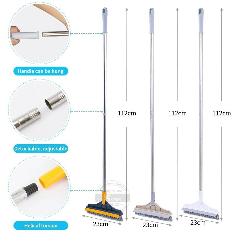 2 In 1 Cleaning Brush Long Handle Removable Wiper