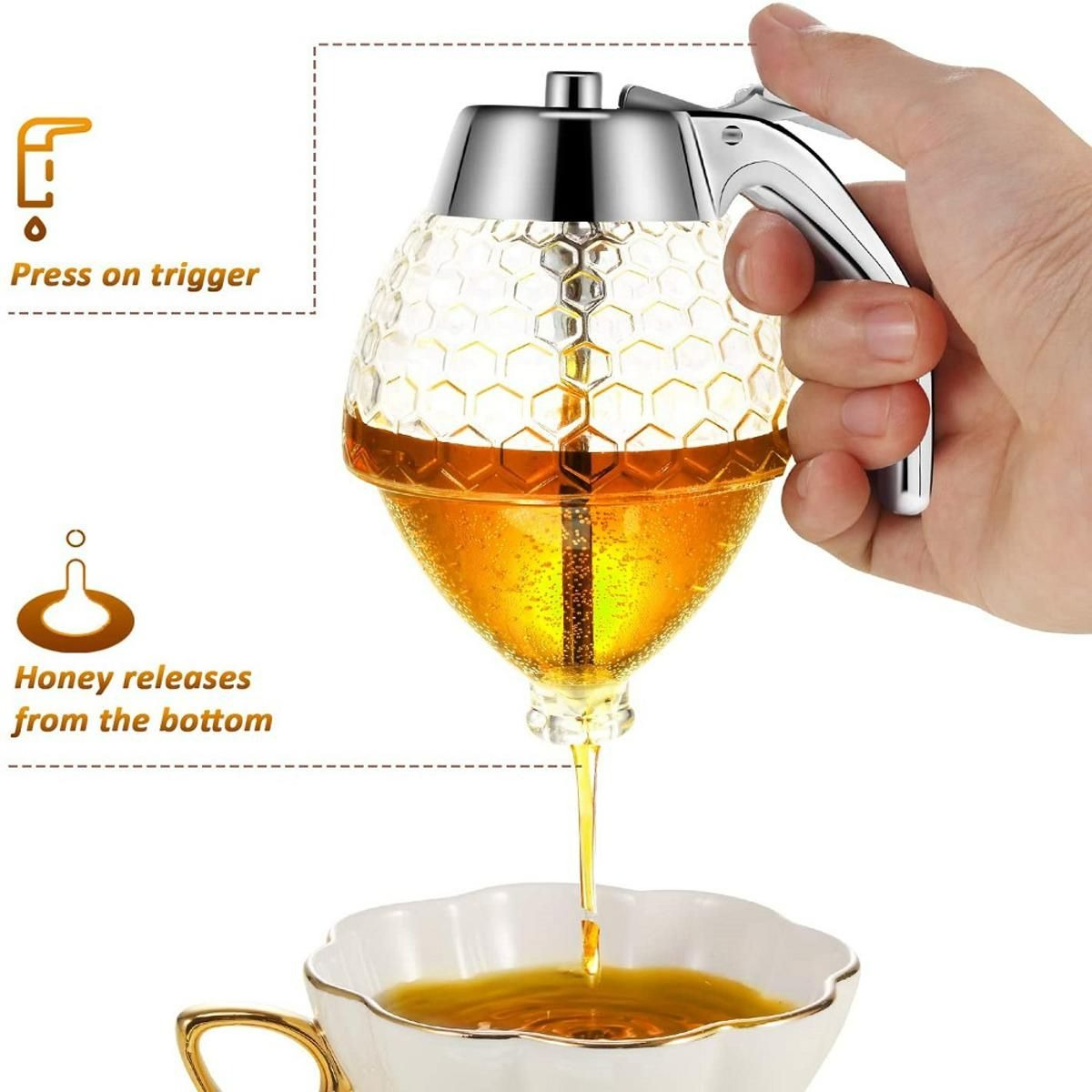 Elegant Crystal Honey Dispenser