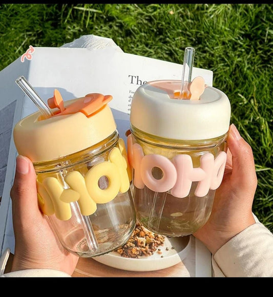 Cute glass Straw Drinking  Cup